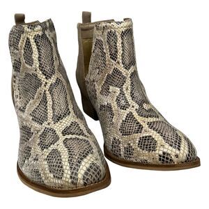 Diba True Short Side‎ Ankle Boots Womens 13 Beige Snakeskin Leather Side Cutout